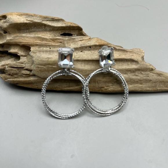 Elegant Silver Hoop Earrings - Picture 2 of 4